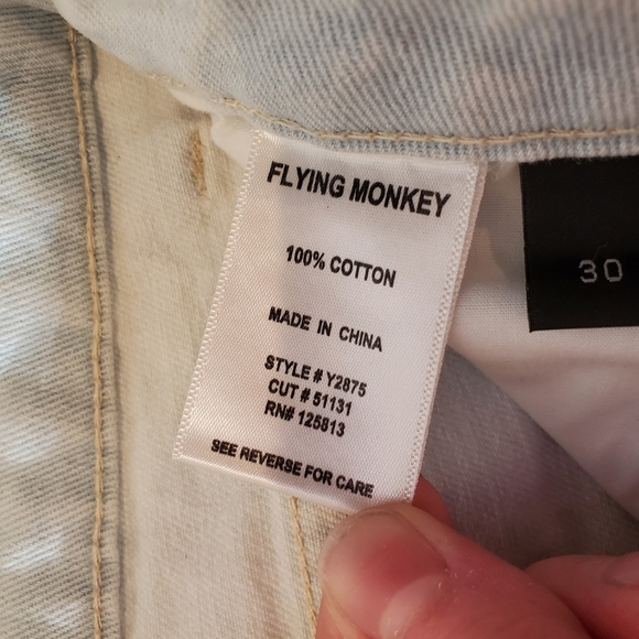 FLYING MONKEY WOMEN'S DISTRESSED HIGH-RISE JEANS SIZE 30 LIGHT WASH BLUE - Picture 16 of 16